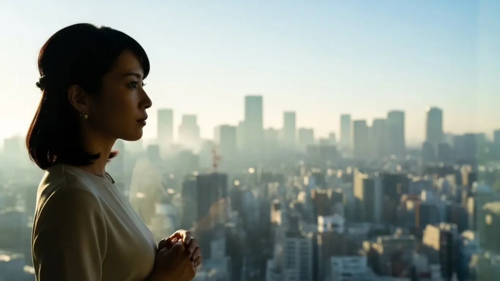 メールレディを続けるか辞めるか真剣に考え決断する女性の横顔