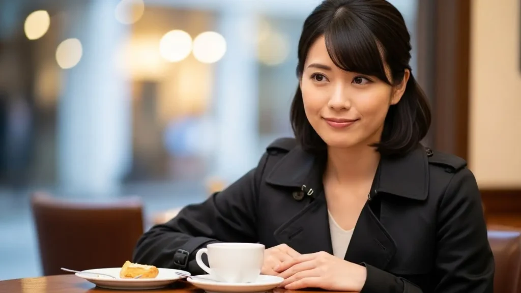 パパ活の顔合わせで相手と合わないと感じ、愛想笑いでその場を乗り切ろうとする女性