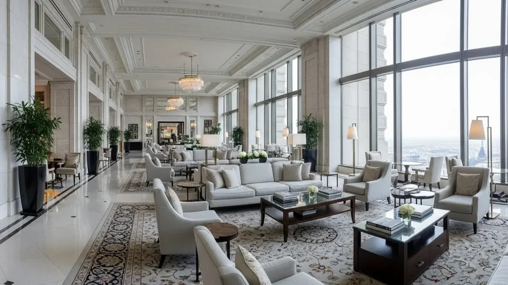 安全性が高く密室にならないホテルのラウンジやオープンカフェ