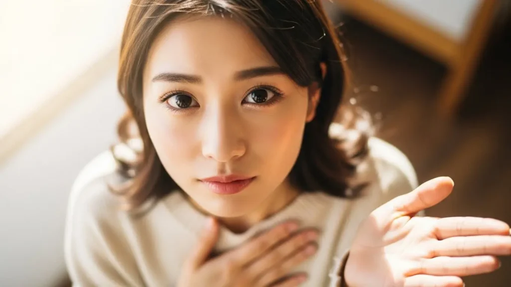 男性の庇護欲を刺激するために弱さと感謝を演出するパパ活女子の表情