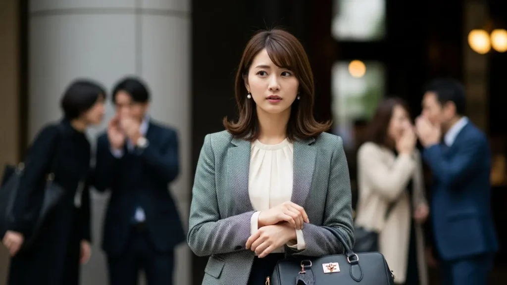 職場でパパ活の噂を立てられた際に笑顔でスマートに否定する女性社員